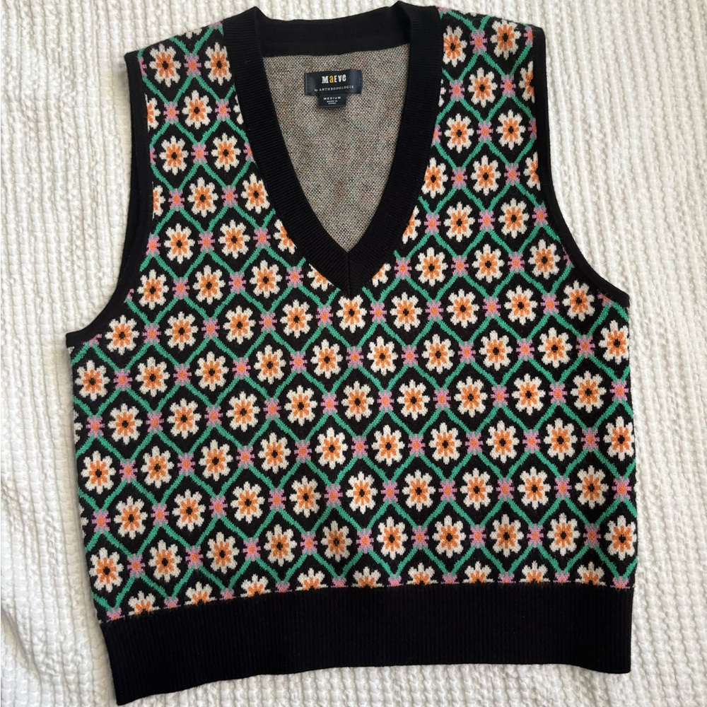 Maeve - Vera Jacquard Sweater Vest medium